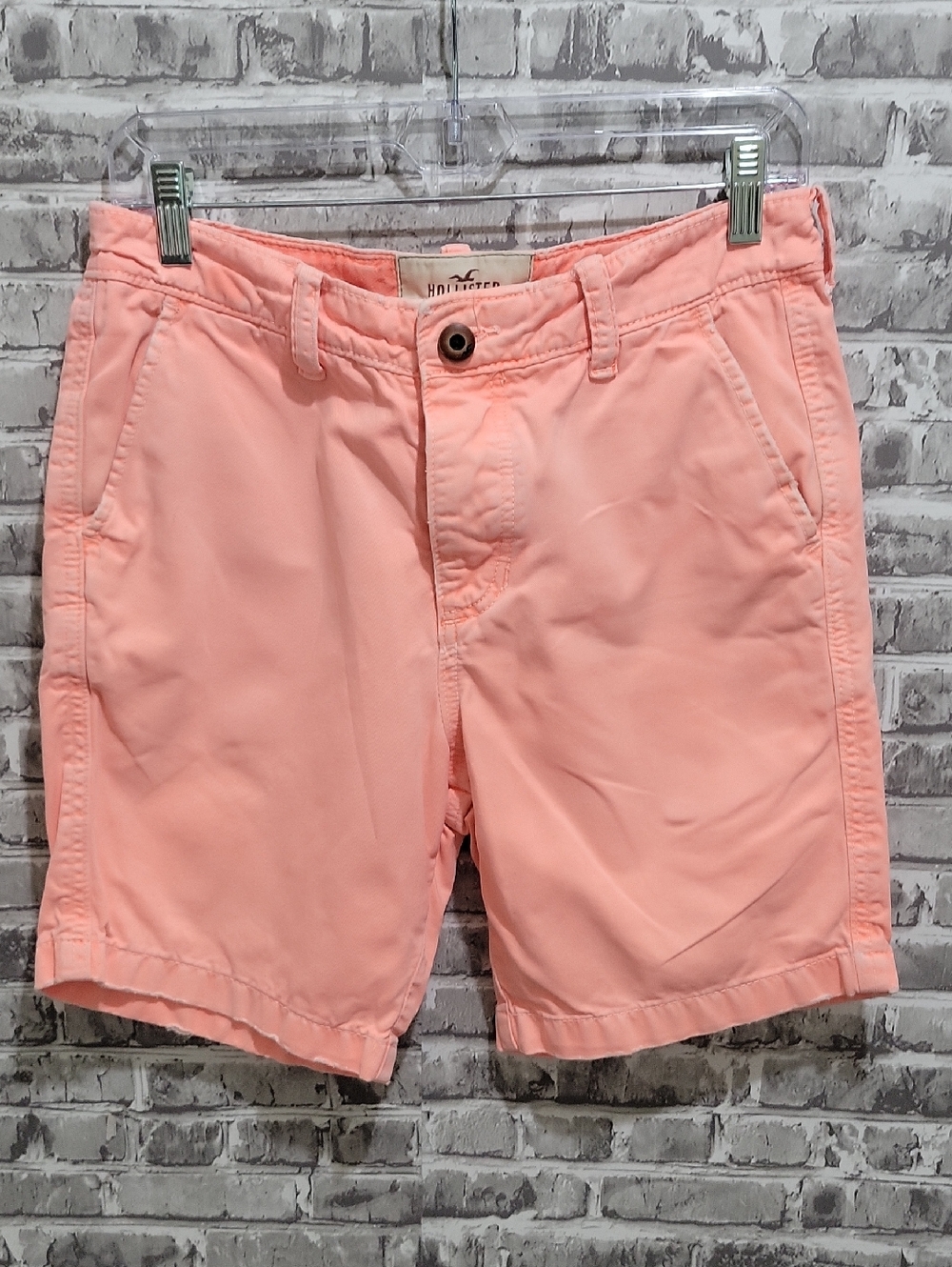 Hollister Coral Pink Chino Bermuda Shorts 100% Cotton Womens Size 10